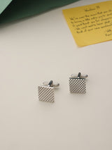 Silver Geometric Cufflinks - TOSSIDO