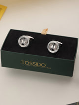 Silver Geometric Cufflinks - TOSSIDO