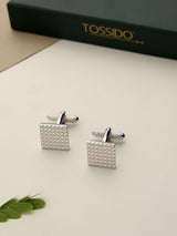 Silver Geometric Cufflinks - TOSSIDO