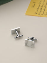 Silver Geometric Cufflinks - TOSSIDO
