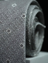 Silver Geometric Handmade Silk Necktie - TOSSIDO