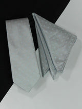 Silver Geometric Necktie & Pocket Square Giftset - TOSSIDO