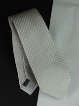 Silver Geometric Woven Silk Necktie - TOSSIDO