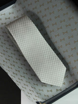 Silver Geometric Woven Silk Necktie - TOSSIDO