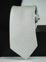Silver Geometric Woven Silk Necktie - TOSSIDO