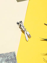 Silver Knife & Fork Tie bar - TOSSIDO