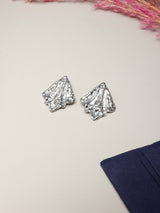 Silver Molten Square Stud Earrings - TOSSIDO