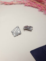 Silver Molten Square Stud Earrings - TOSSIDO