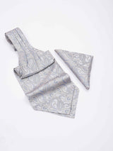 Silver Paisley Woven Ascot & Pocket Square - TOSSIDO