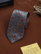 Silver Paisley Woven Necktie - TOSSIDO