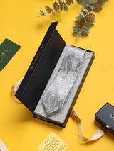 Silver Paisley Woven Silk Necktie - TOSSIDO