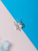 Silver Pearl Spider Brooch - TOSSIDO