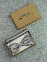 Silver Solid Bowtie & Pocket Square Set - TOSSIDO