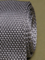 Silver Solid Silk Knitted Necktie - TOSSIDO