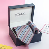 Silver Stripe Necktie & Pocket Square Giftset - TOSSIDO