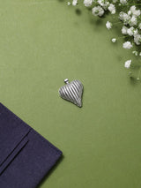 Silver Striped Heart Pendant - TOSSIDO