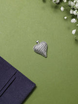 Silver Striped Heart Pendant - TOSSIDO
