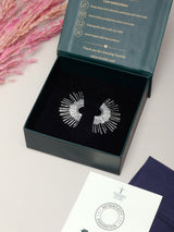 Silver Sunburst Fan Earrings - TOSSIDO