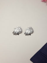 Silver Swirl Fan Stud Earrings - TOSSIDO