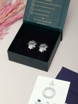 Silver Swirl Fan Stud Earrings - TOSSIDO