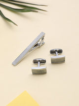 Silver Tie bar & Cufflink Set - TOSSIDO
