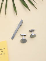 Silver Tie bar & Cufflink Set - TOSSIDO