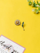 Silver & Yellow Flower Brooch - TOSSIDO