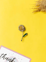 Silver & Yellow Flower Brooch - TOSSIDO