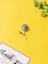 Silver & Yellow Flower Brooch - TOSSIDO