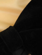Single Pleat Black Velvet Bowtie - TOSSIDO