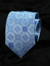 Sky Blue Geometric Necktie & Pocket Square Giftset - TOSSIDO