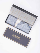 Sky blue Paisley Woven Ascot & Pocket Square - TOSSIDO