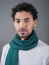 Solid Green Poly - Wool Muffler with Frills - TOSSIDO