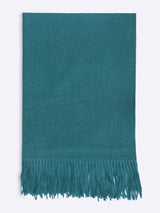Solid Green Poly - Wool Muffler with Frills - TOSSIDO