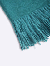 Solid Green Poly - Wool Muffler with Frills - TOSSIDO