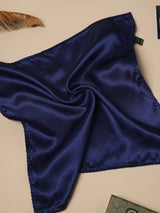 Space Blue Solid Silk Pocket Square - TOSSIDO