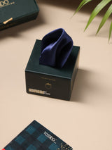 Space Blue Solid Silk Pocket Square - TOSSIDO