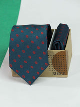Teal Floral Necktie & Pocket Square Giftset - TOSSIDO