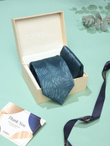 Teal Floral Necktie & Pocket Square Giftset