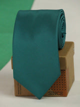 Teal Green solid necktie in woven microfiber, close-up