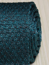 Teal Green Solid Silk Knitted Necktie - TOSSIDO