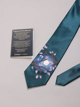 Teal Hand - Painted Woven Necktie – Moonlit Blossoms - TOSSIDO