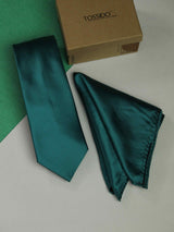 Teal Necktie & Pocket Square - TOSSIDO
