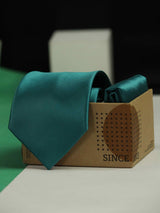 Teal Necktie & Pocket Square - TOSSIDO