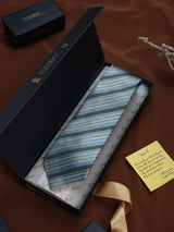 Teal Stripe Woven Necktie - TOSSIDO