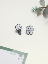 Tooth Implant & Braces Tooth Enamel Pin Set of 2 - TOSSIDO