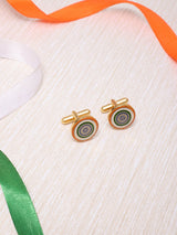Tricolour Ashoka Chakra Round Cufflinks - TOSSIDO