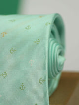 Turquoise Blue Anchor Woven Necktie - TOSSIDO