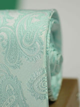 Turquoise Blue Paisley Woven Necktie - TOSSIDO