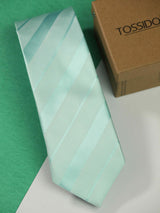 Turquoise Blue Stripe Woven Necktie - TOSSIDO